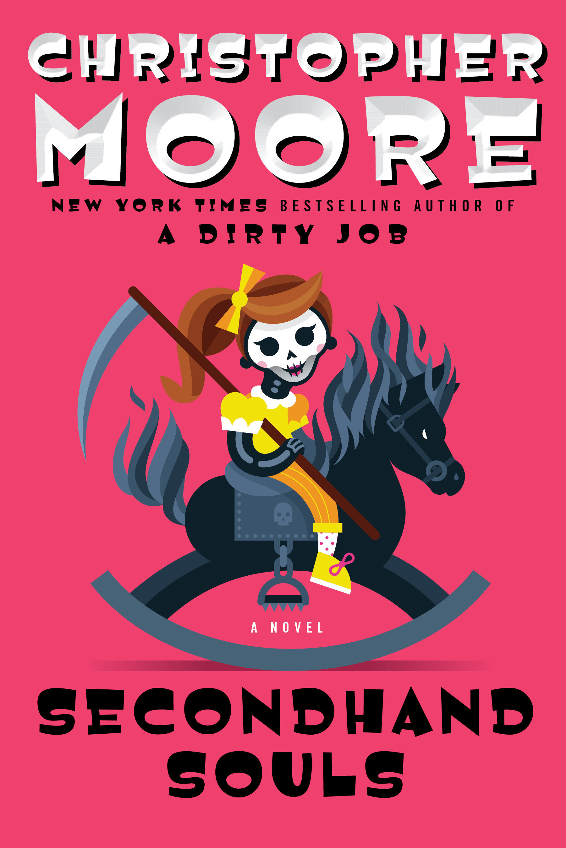 grim reaper styled girl on a hobby horse